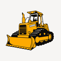 construction machine bulldozer site logo on white background vector, construction company logotype