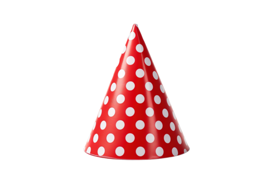 A Red Polka Dot Party Hat Awaits Its Moment to Shine on a Clear PNG or White Background.