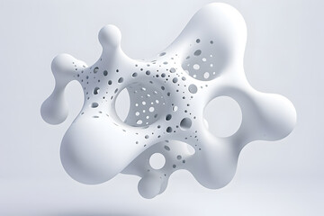 White Organic ball shape 3d illustration isolated on white background