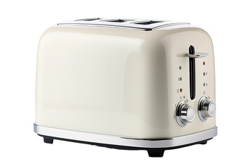 A Creamy White Toaster Ready to Toast Your Morning Bread on a Clear PNG or White Background.