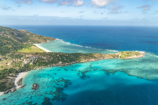 Spectacular aerial view on Lizard Island on Great Barrier Reef, Queensland, Australia. Great Barrier Reef&not;&dagger;is the worlds largest coral reef system