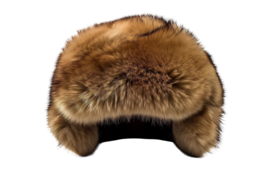 A Luxurious Fur Trapper Hat Ready for Winter's Embrace on a Clear PNG or White Background.