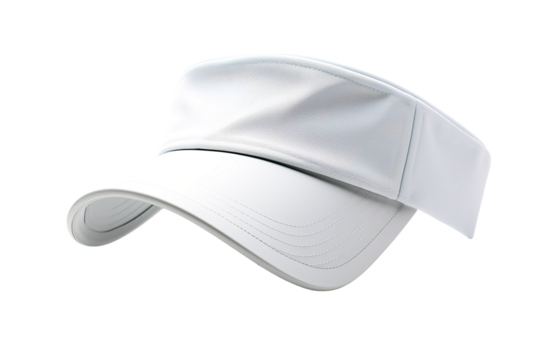 A Pristine White Visor Cap Awaits Its New Owner on a Clear PNG or White Background.