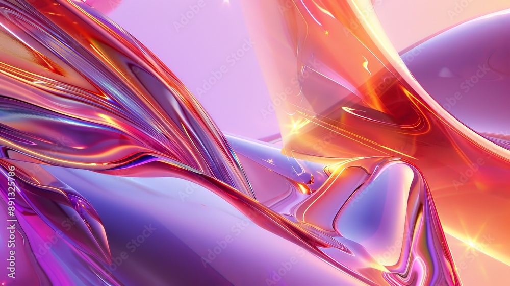 Aufkleber abstract image showcasing colorful, fluid waves in vibrant pink, purple, and orange tones, creating 