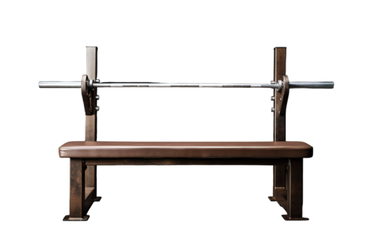 A Sturdy Weight Bench Awaits Its Next Workout on a Clear PNG or White Background.