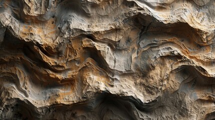 The image depicts intricate rock formations, featuring warm and varied hues, highlighting the natural beauty and complex patterns found in geological structures, reminiscent of ancient landscapes.