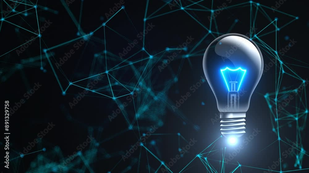 Poster light bulb with connection dots. computer generated 3d render