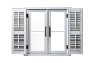 A Glimpse Through Closed Shutters of a Sunny Day on a Clear PNG or White Background.