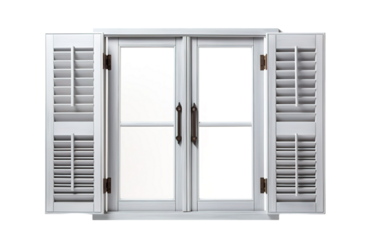 A Glimpse Through Closed Shutters of a Sunny Day on a Clear PNG or White Background.