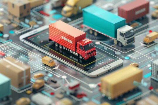 Conceptual Illustration of E-commerce Delivery Process and Efficiency in Online Ordering - Powered by Adobe