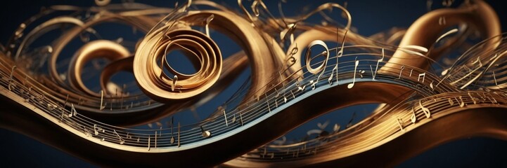 Naklejka premium An abstract depiction of musical staves transformed into waves symbolizing sound.