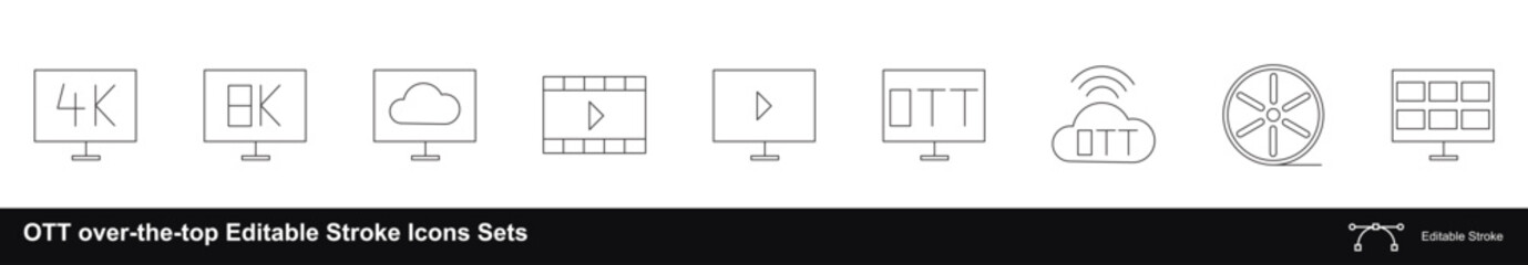 OTT over-the-top Editable Stroke Icons Sets
