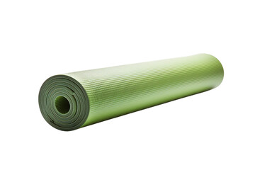 A Rolled Up Green Exercise Mat Ready For A Workout on a Clear PNG or White Background.