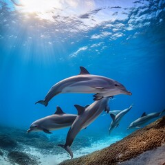 Fototapeta premium dolphin mammal animal, AI generated
