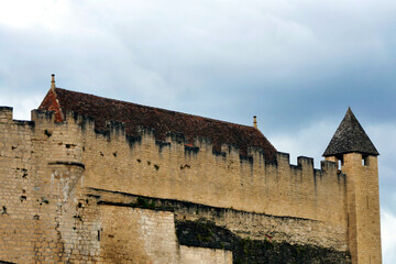 Ramparts of Chateau de Beynac located in Beynac et Cazenac a fortified town in the Dordogne, France
