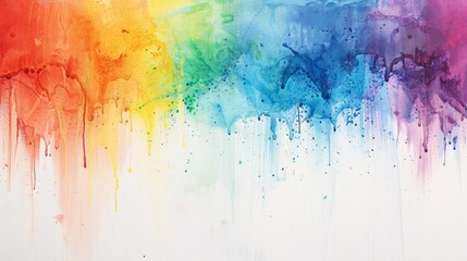Fototapeta premium Vibrant watercolor abstract painting featuring a rainbow gradient blending into white space, perfect for artistic backgrounds and creative projects.