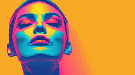 pop artinspired portrait of a glamorous celebrity in a brushed aluminum look with bold colors and geometric shapes using vector art techniques