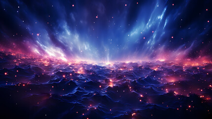 digital artwork 3d rendering of glowing vibrant wave, curve, and abstract landscape in futuristic style on dark background.