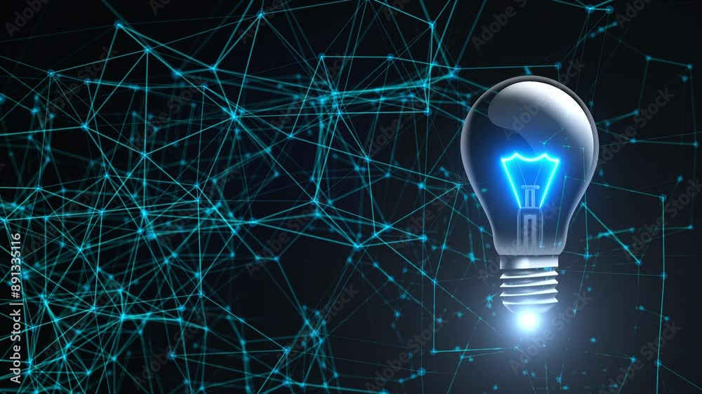 Poster light bulb with connection dots. computer generated 3d render