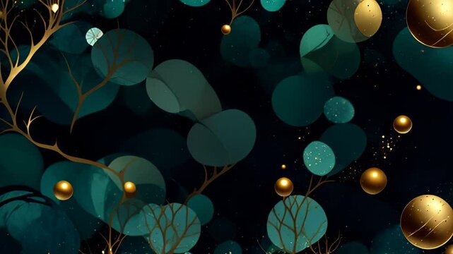 Abstract background with green and gold pattern