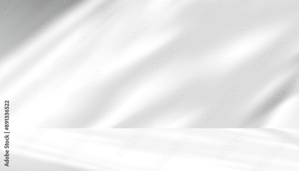 Aufkleber Shadow Leaves overlay on white wall texture background,Abstract Sunlight effect overlay on product presentation,Vector backdrop for studio room and empty floor display mockup on spring, summer banner