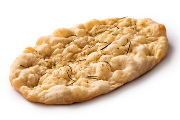 Focaccia con rosmarino, olio di oliva e sale, cibo italiano 