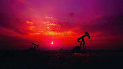  the oil pumpjack at sunset 