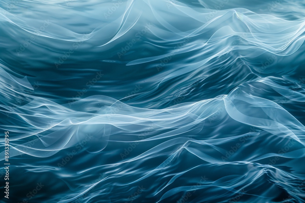 Leinwandbilder an abstract depiction of blue and white fluid waves in motion, capturing a serene and dynamic repres