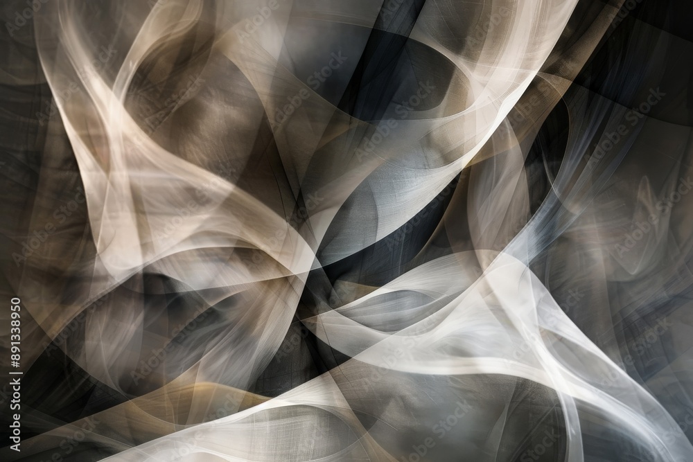 Aufkleber A mesmerizing digital artwork showcasing intricate fractal patterns in monochrome shades of gray and white, evoking a sense of mystery and complexity.