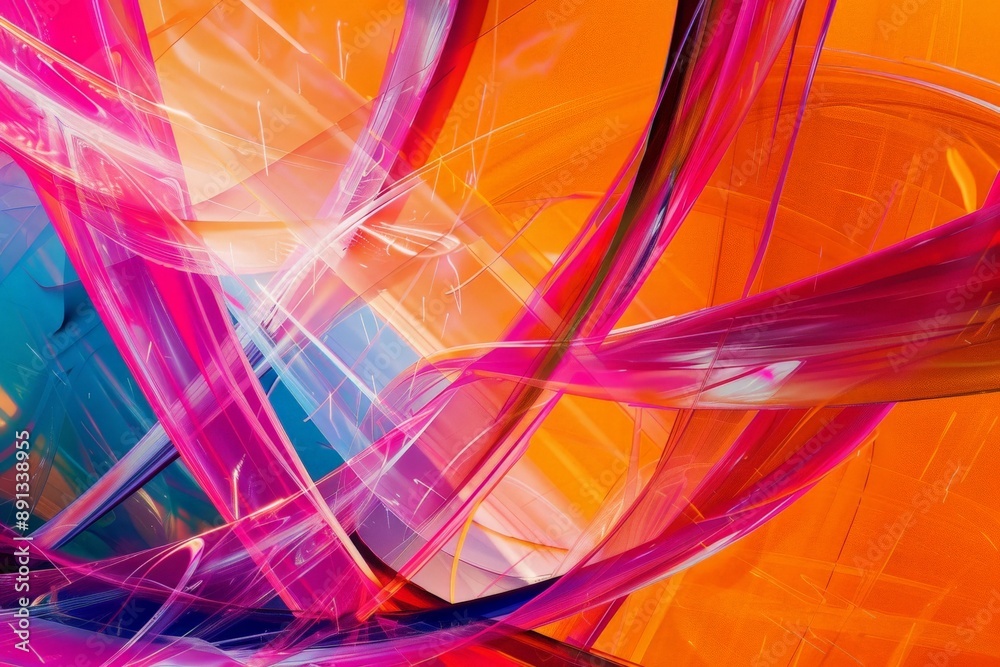 Poster A dynamic abstract artwork featuring vibrant streaks of red, pink, and blue, creating an energetic and colorful visual impact reminiscent of contemporary digital art.