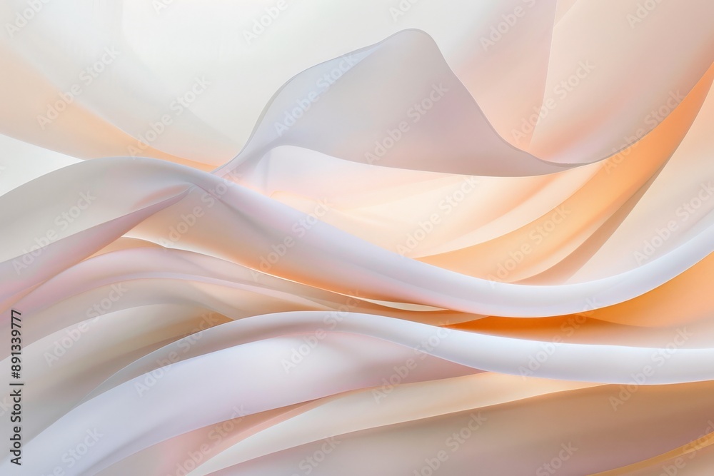 Aufkleber This image showcases serene fabric with soft peach and white gradients, creating a visually soothing and elegant look that conveys calmness and gentle sophistication.