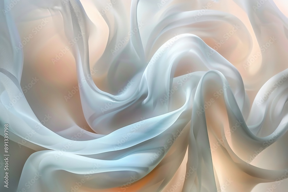 Poster This image presents dreamy flowing fabric with subtle light interplay, creating a soft and ethereal atmosphere. It evokes feelings of serenity, calm, and delicate beauty.