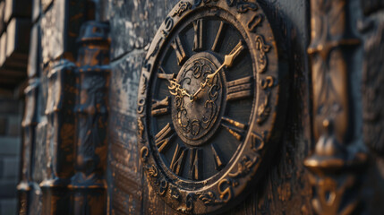 Obraz premium The round wall clock has a distinctive design.