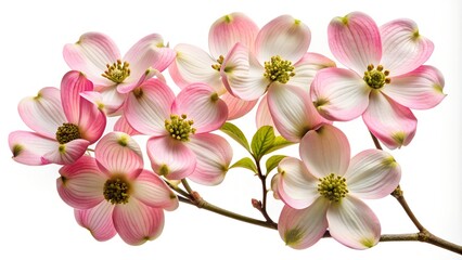 Pink dogwood blossoms blooming on branch