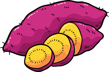 Vector Cartoon Golden Sweet Potato