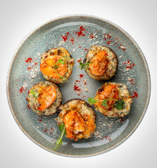 Stuffed Mushrooms with Baked Shrimp: A Hot Banquet Appetizer