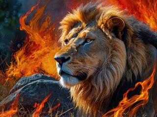 Naklejka premium Animal tiger leopard lion forest wallpaper