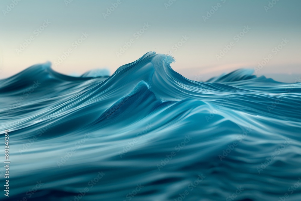 Poster This image depicts majestic ocean waves with fluid movement and tranquility, creating a serene and captivating abstract composition that embodies the essence of nature's power.
