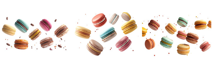 Set of Colorful Macarons Isolated on Transparent Background