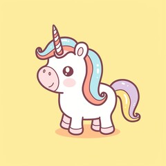 Naklejka premium Cute Flat Design Illustration Of Unicorn 