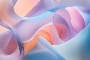 Artistic image of pastel-colored ribbons, arranged in smooth, flowing curves. This soft and elegant composition is perfect for adding a touch of sophistication.