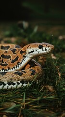 Obraz premium Striking Snake in Its Natural Habitat: Close-Up of a Wild Snake in Nature