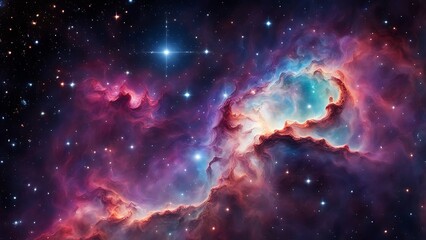 Obraz premium Vast galaxy filled with vibrant nebulae and twinkling stars, deep space background