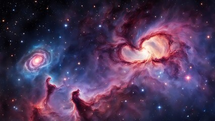 Vast galaxy filled with vibrant nebulae and twinkling stars, deep space background