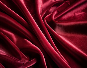 Obraz premium Rich Crimson Red Velvet Fabric Texture with Soft, Luxurious Folds
