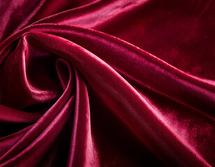 Obraz premium Rich Crimson Red Velvet Fabric Texture with Soft, Luxurious Folds