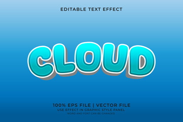 3D Cloud or Sky Text effect editable vector