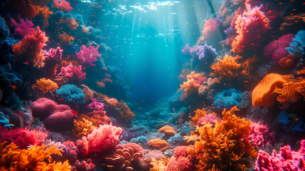 Naklejka premium Vibrant coral reef underwater scene
