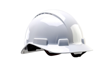 A White Hard Hat, Ready for the Day's Construction Tasks on a Clear PNG or White Background.
