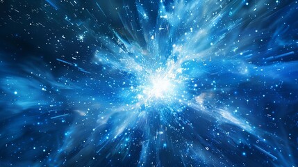 Abstract blue background. Explosion star.